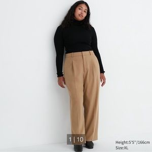 Uniqlo wide fit pleated pants medium beige